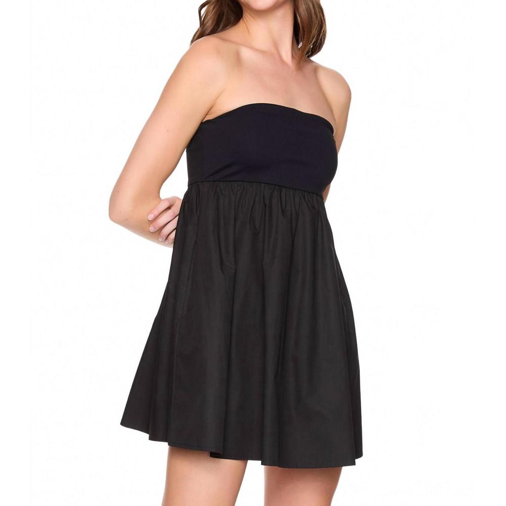 NEW SUSANA MONACO poplin knit mix tube mini dress in black - Picture 3 of 5